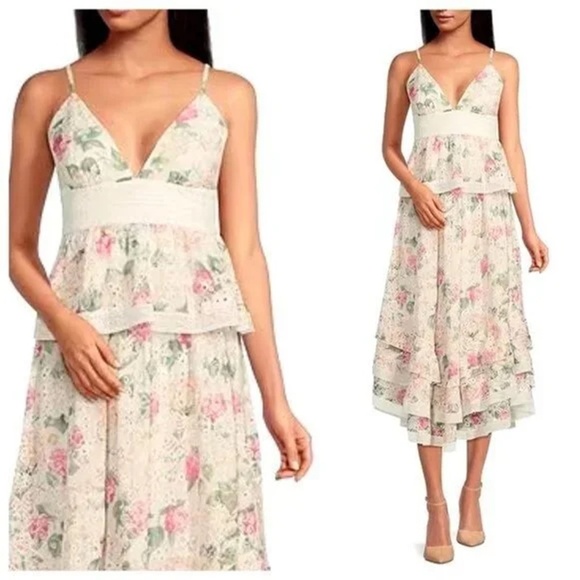 Gianni Bini Dresses & Skirts - NWT GIANNI BINI | White Wedding Spring Floral Lace Tiered Midi Dress | Size 12